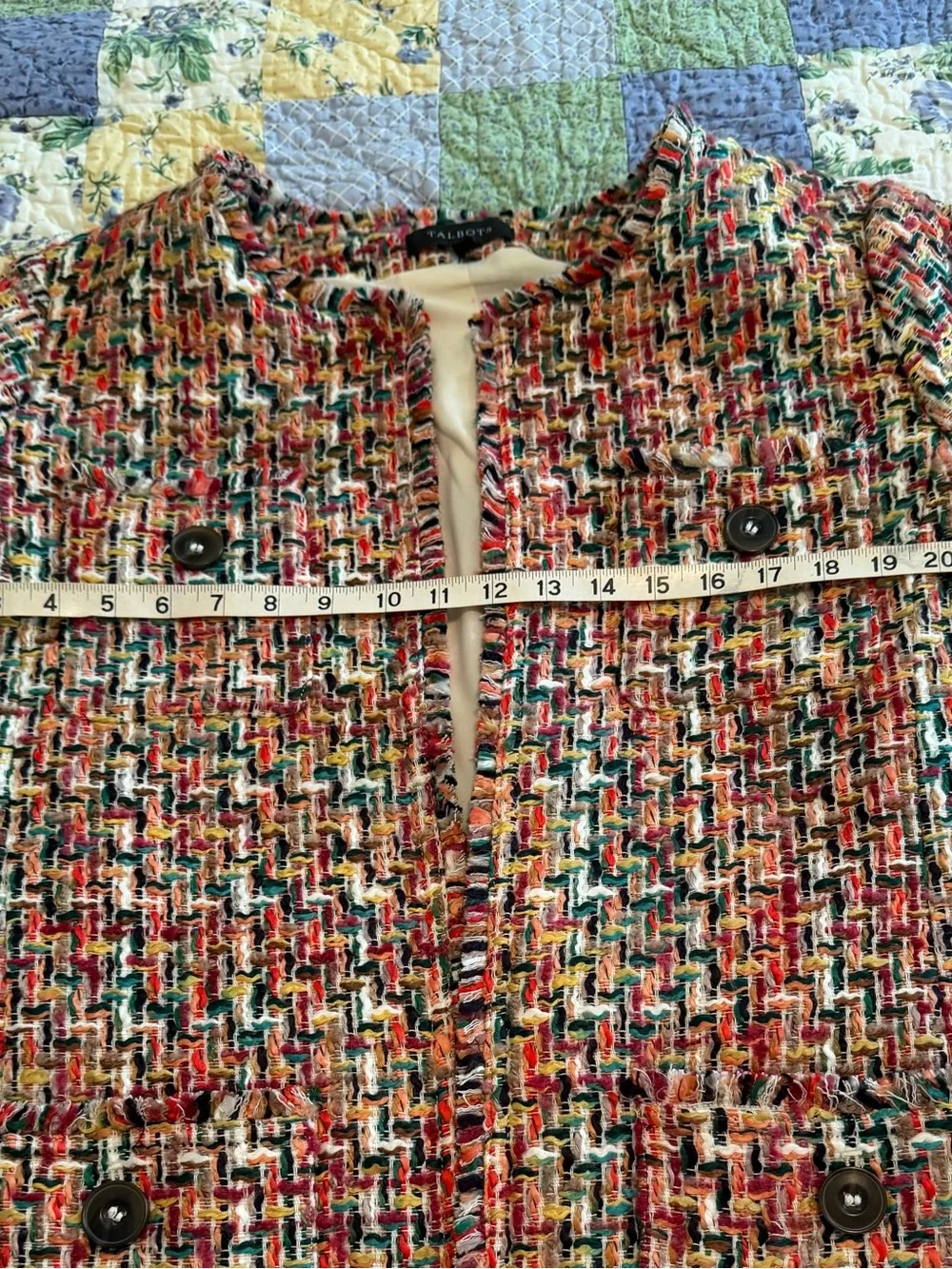 Talbots Multi Color Candy Tweed Fringe Topper Size 16 - Picture 11 of 16